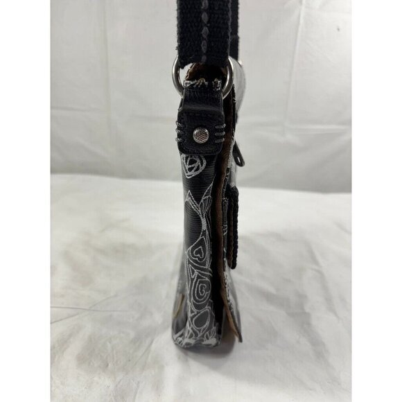 SAKROOTS Artist Circle Small Messenger crossbody Bag- PEACE- Black/white - Picture 4 of 12